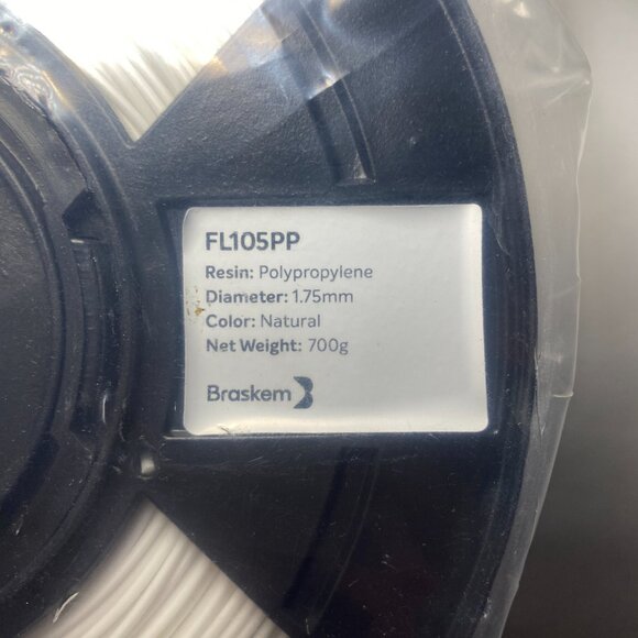 Braskem FL105PP Polypropylene 1.75mm Natural Filament 700g White 3D Printer New - Picture 5 of 6